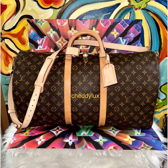 🛑SOLD🛑🧳✈️🏝Authentic Louis Vuitton Keepall Bandouliere 55 Luggage Bag Monogr… - Picture 1 of 16